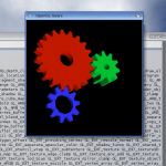 OpenGL screenshot showing a software-rendered Gears demo